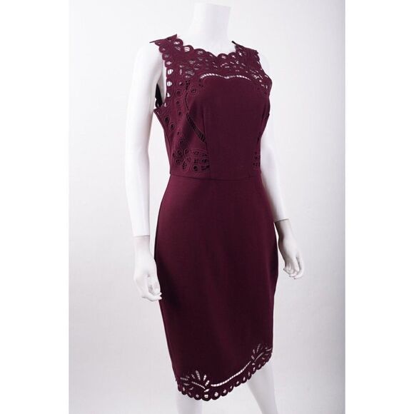 Ted Baker Womens Sheath Dress Verita Cutwork Cut Out Yoke Sz 3 US 8 Lace Red NWT - Picture 2 of 6